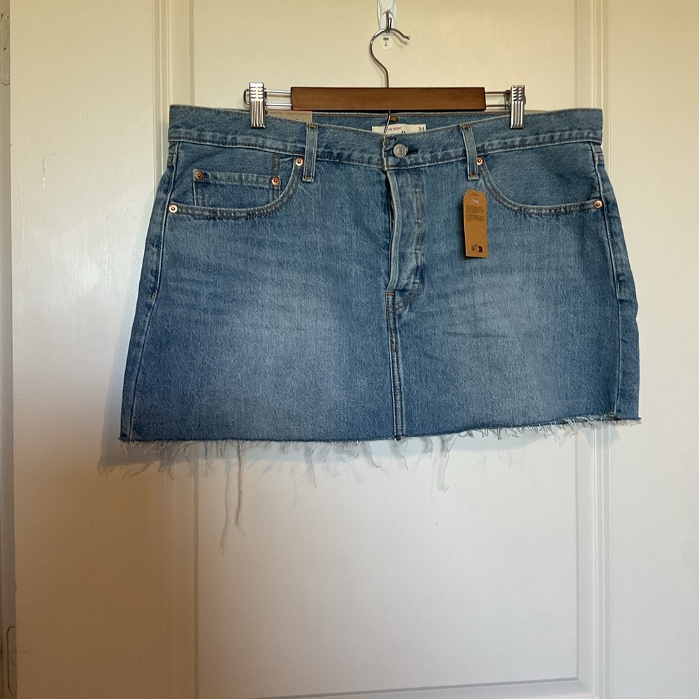 Levi's Light Blue Denim Mini Skirt with Raw Hem